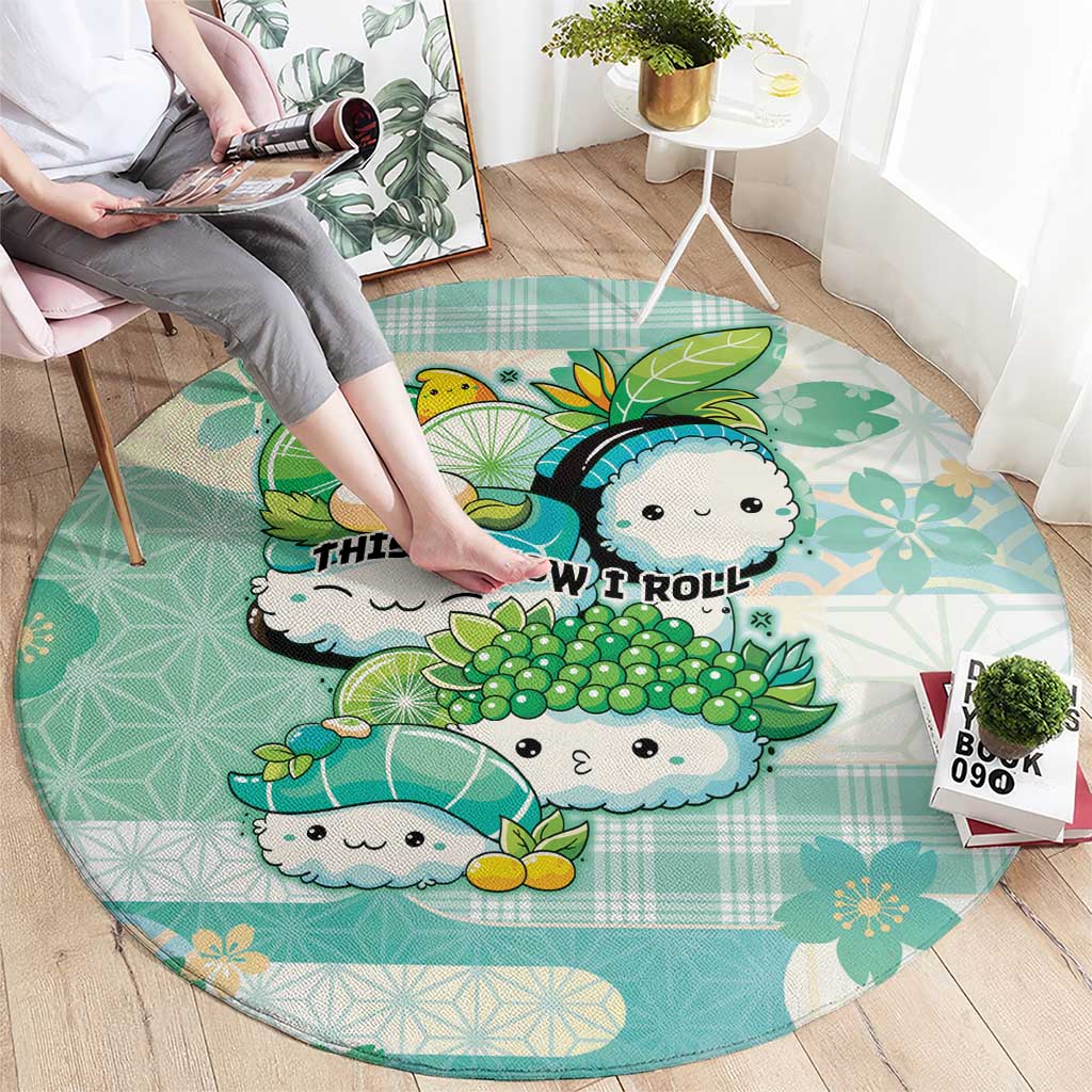 Japanese Kawaii Sushi Round Carpet Green Wagara Palaka This Is How I Roll