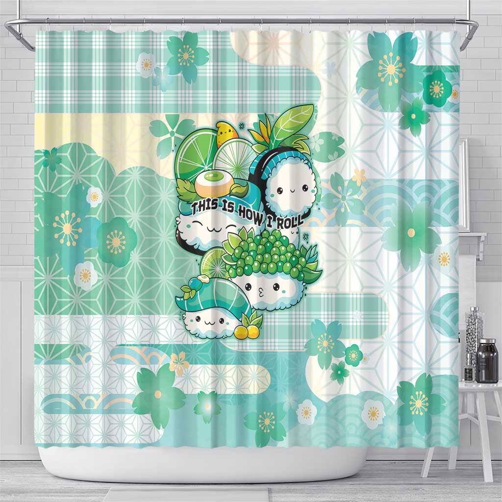 Japanese Kawaii Sushi Shower Curtain Green Wagara Palaka This Is How I Roll