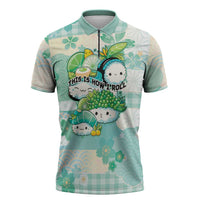 Personalized Japanese Kawaii Sushi Zipper Polo Shirt Green Wagara Palaka This Is How I Roll