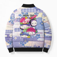 Personalized Japanese Kawaii Sushi Bomber Puffer Jacket Blue Wagara Palaka This Is How I Roll