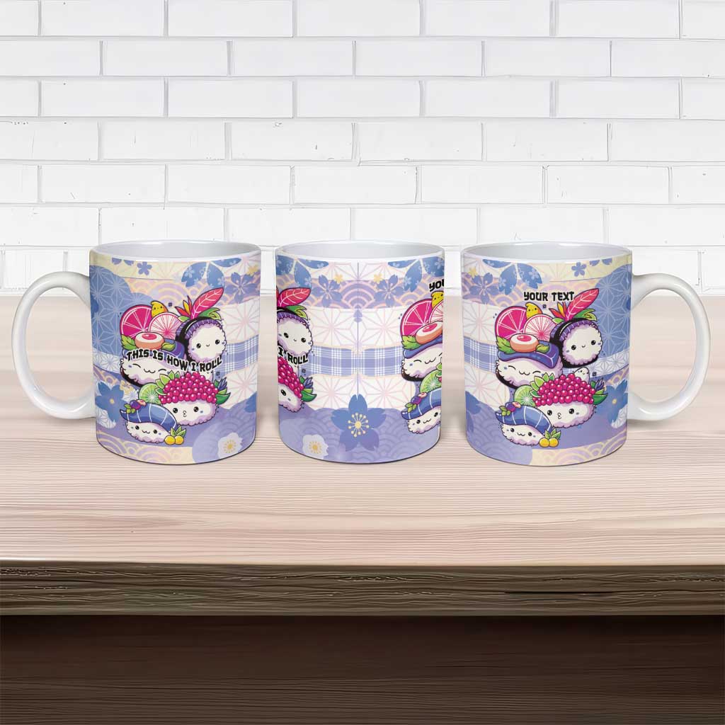 Personalized Japanese Kawaii Sushi Ceramic Mug Blue Wagara Palaka This Is How I Roll