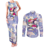 Personalized Japanese Kawaii Sushi Couples Matching Tank Maxi Dress and Long Sleeve Button Shirt Blue Wagara Palaka This Is How I Roll