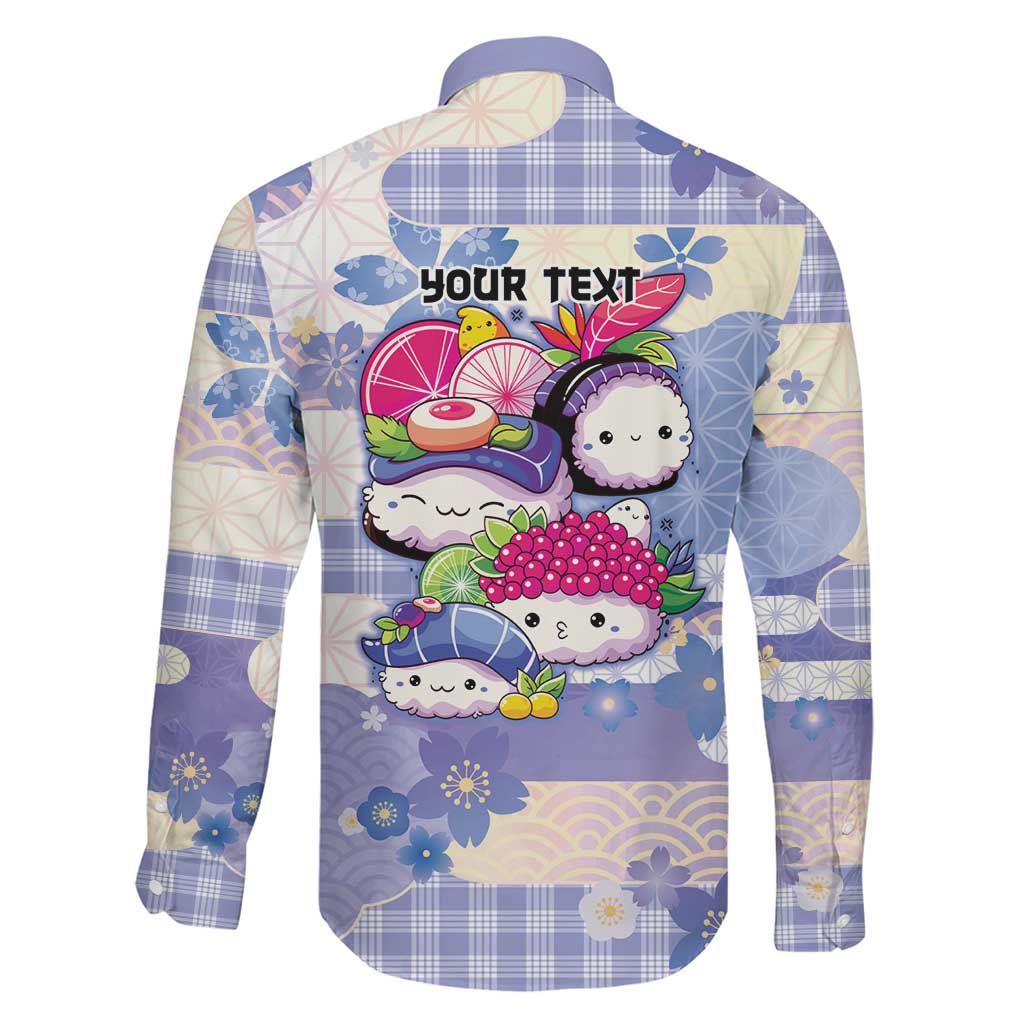 Personalized Japanese Kawaii Sushi Family Matching Off The Shoulder Long Sleeve Dress and Hawaiian Shirt Blue Wagara Palaka This Is How I Roll