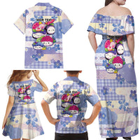 Personalized Japanese Kawaii Sushi Family Matching Off Shoulder Maxi Dress and Hawaiian Shirt Blue Wagara Palaka This Is How I Roll