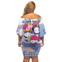Personalized Japanese Kawaii Sushi Family Matching Off Shoulder Short Dress and Hawaiian Shirt Blue Wagara Palaka This Is How I Roll