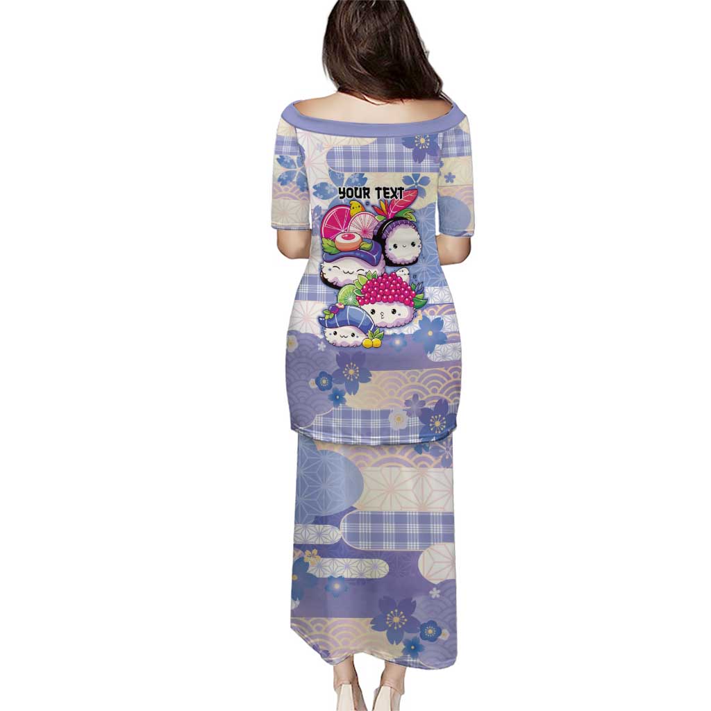 Personalized Japanese Kawaii Sushi Family Matching Puletasi and Hawaiian Shirt Blue Wagara Palaka This Is How I Roll