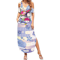 Personalized Japanese Kawaii Sushi Family Matching Summer Maxi Dress and Hawaiian Shirt Blue Wagara Palaka This Is How I Roll