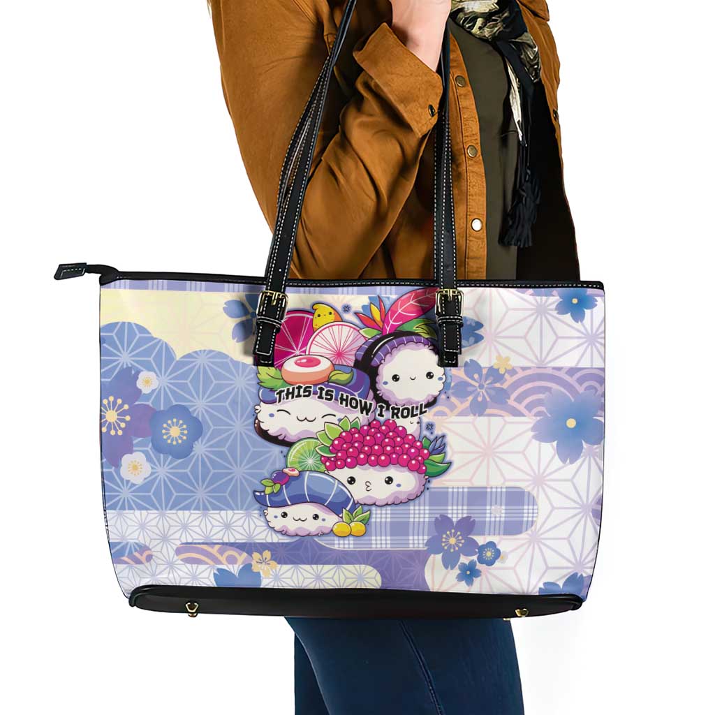Japanese Kawaii Sushi Leather Tote Bag Blue Wagara Palaka This Is How I Roll
