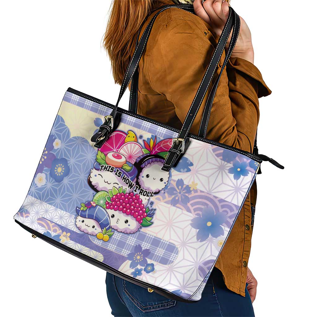 Japanese Kawaii Sushi Leather Tote Bag Blue Wagara Palaka This Is How I Roll