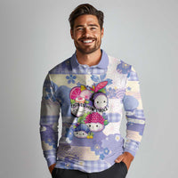 Personalized Japanese Kawaii Sushi Long Sleeve Polo Shirt Blue Wagara Palaka This Is How I Roll