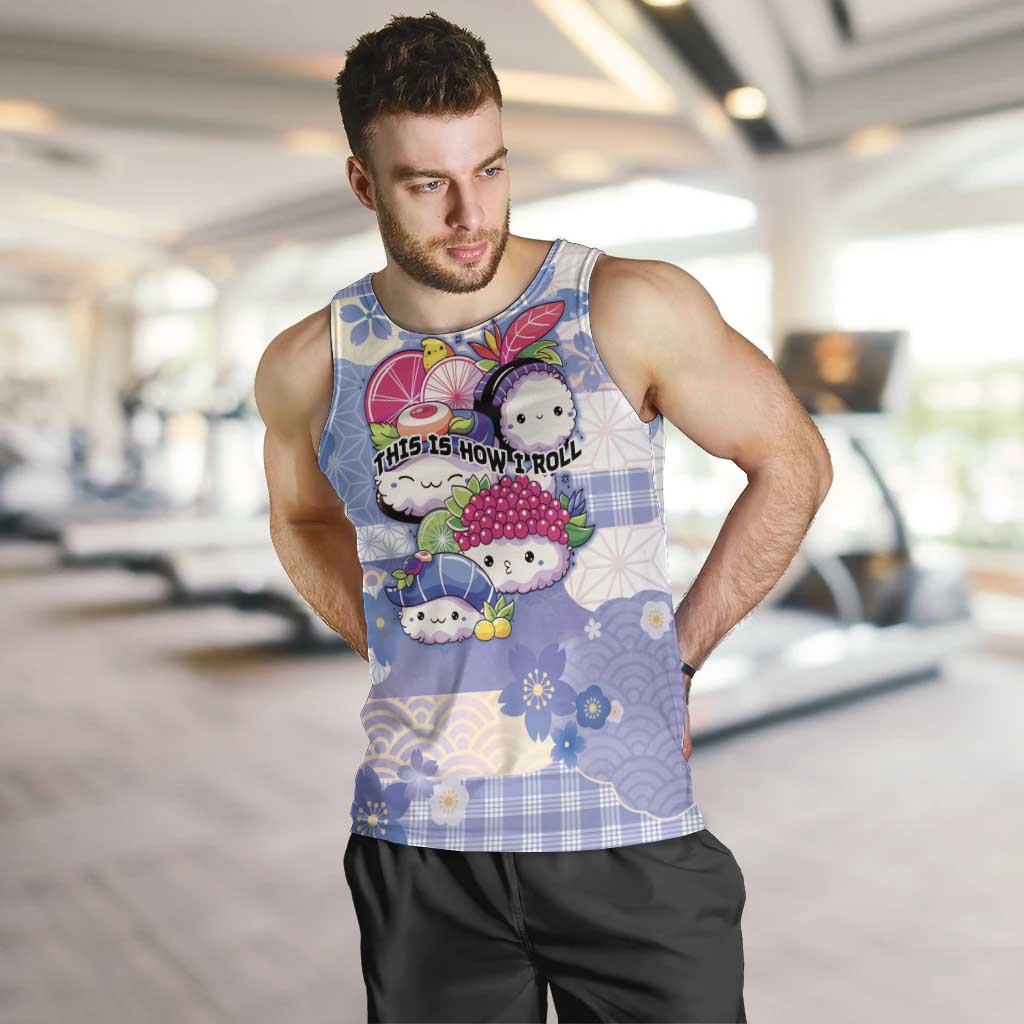 Personalized Japanese Kawaii Sushi Men Tank Top Blue Wagara Palaka This Is How I Roll