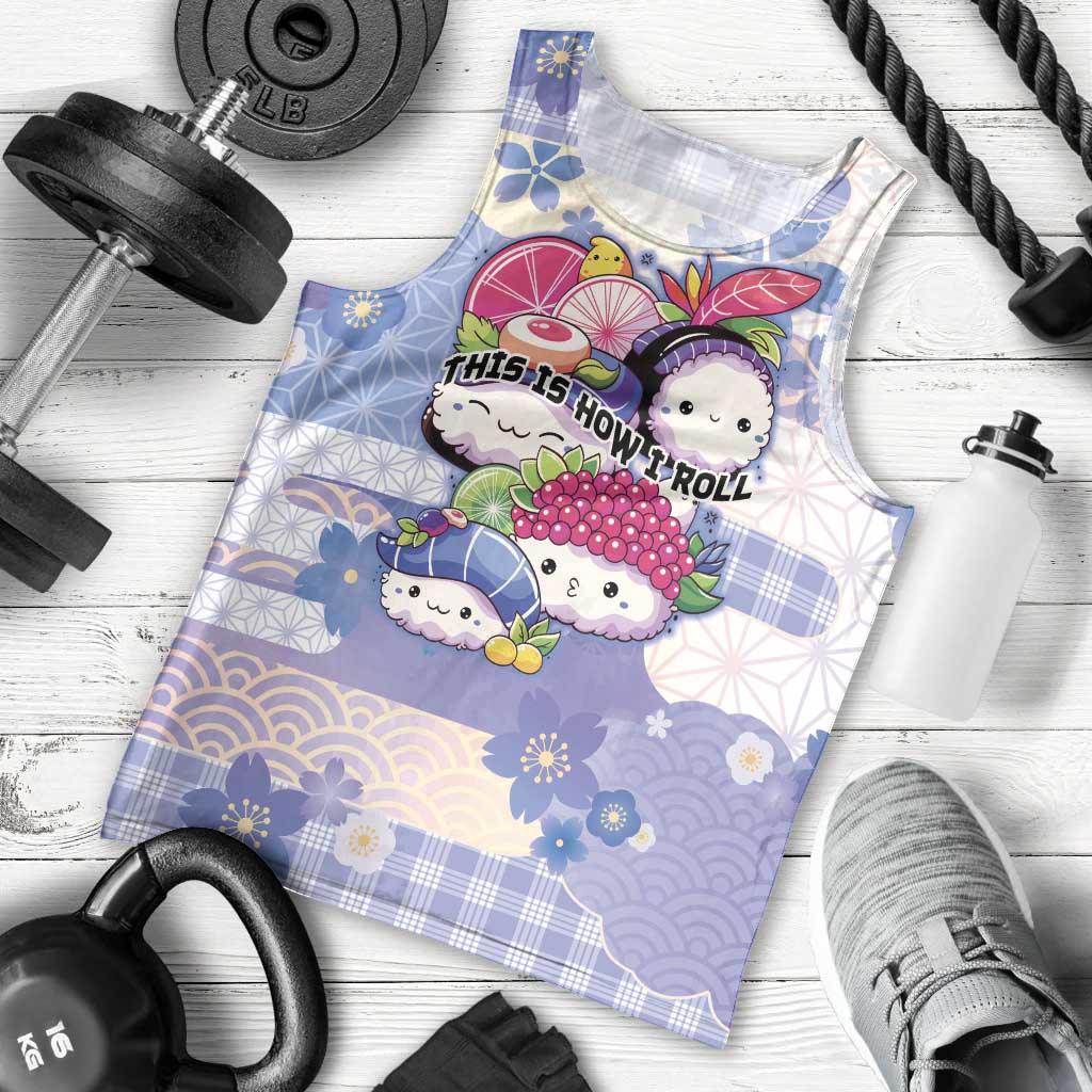 Personalized Japanese Kawaii Sushi Men Tank Top Blue Wagara Palaka This Is How I Roll