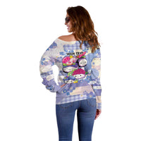 Personalized Japanese Kawaii Sushi Off Shoulder Sweater Blue Wagara Palaka This Is How I Roll