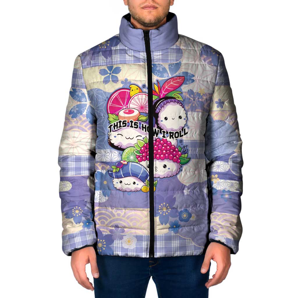 Personalized Japanese Kawaii Sushi Padded Jacket Blue Wagara Palaka This Is How I Roll