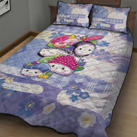 Japanese Kawaii Sushi Quilt Bed Set Blue Wagara Palaka This Is How I Roll