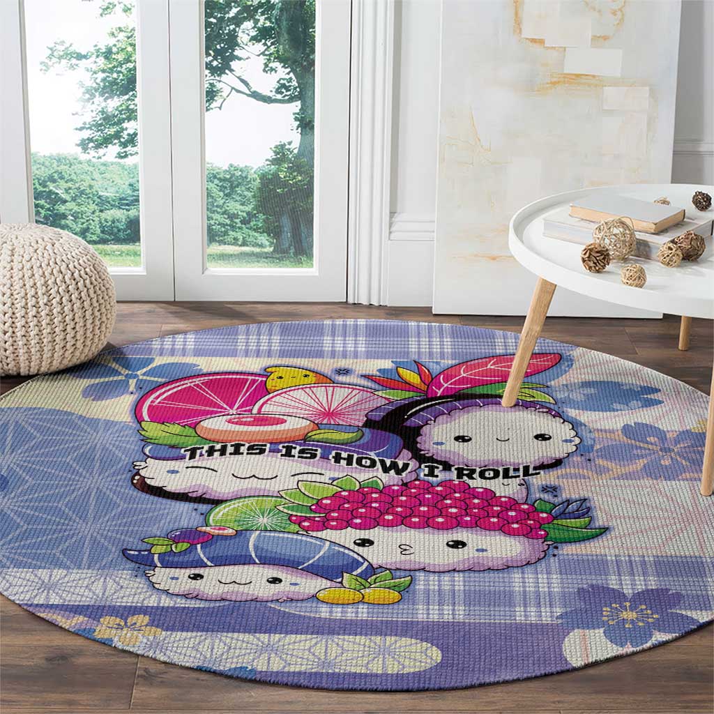 Japanese Kawaii Sushi Round Carpet Blue Wagara Palaka This Is How I Roll