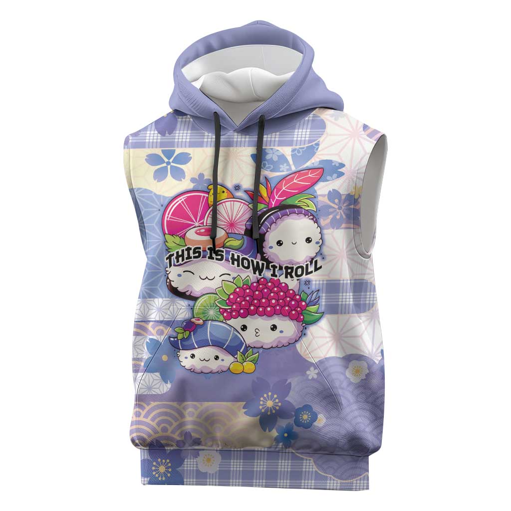 Personalized Japanese Kawaii Sushi Sleeveless Hoodie Blue Wagara Palaka This Is How I Roll LT9 Blue - Polynesian Pride