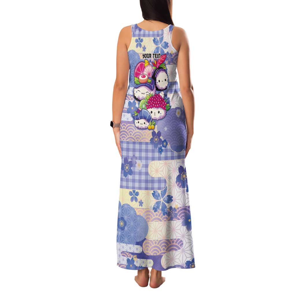 Personalized Japanese Kawaii Sushi Tank Maxi Dress Blue Wagara Palaka This Is How I Roll
