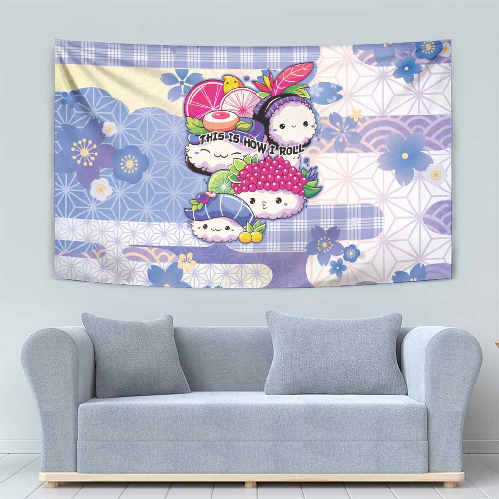 Japanese Kawaii Sushi Tapestry Blue Wagara Palaka This Is How I Roll