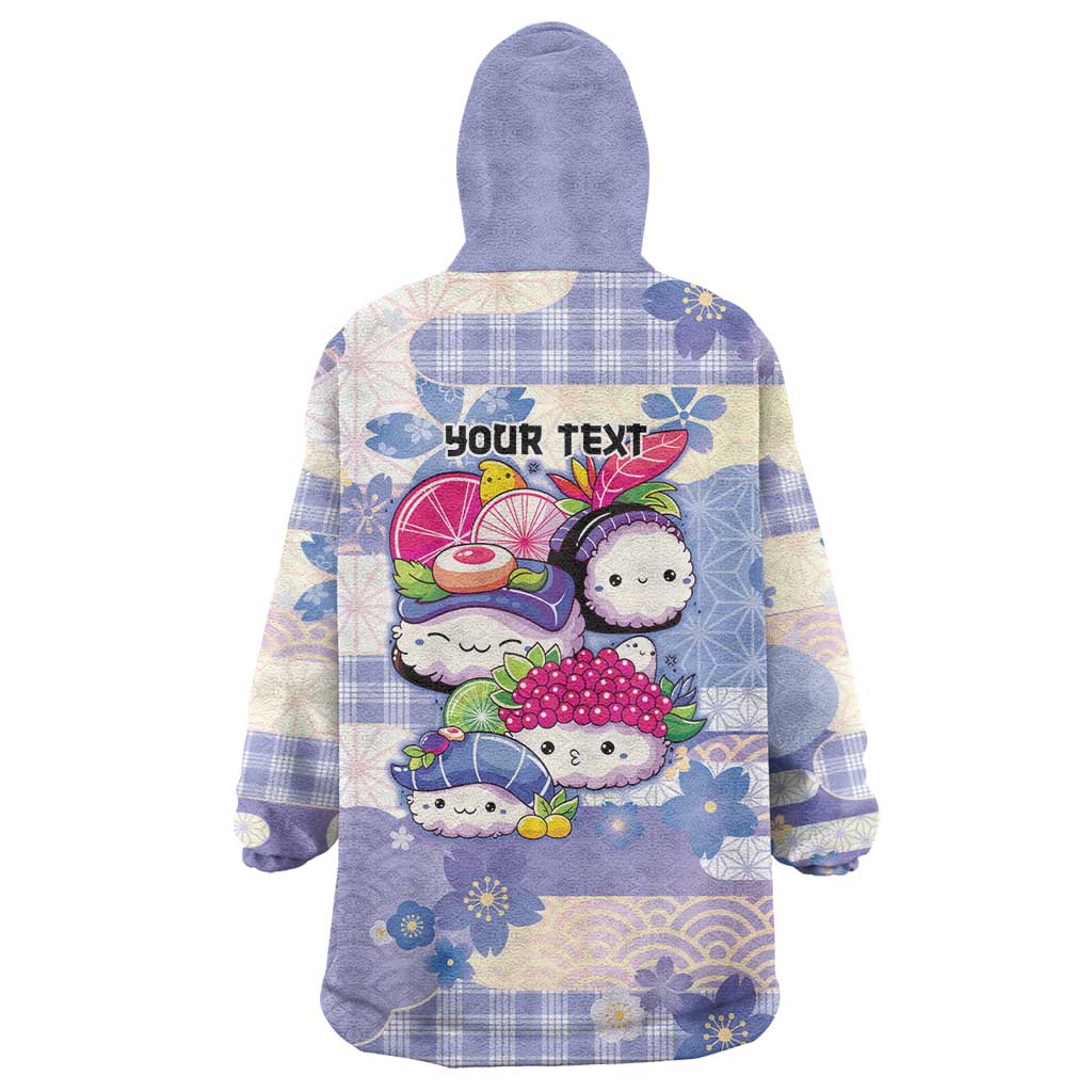 Personalized Japanese Kawaii Sushi Wearable Blanket Hoodie Blue Wagara Palaka This Is How I Roll