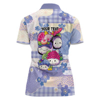 Personalized Japanese Kawaii Sushi Women Polo Shirt Blue Wagara Palaka This Is How I Roll