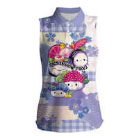 Personalized Japanese Kawaii Sushi Women Sleeveless Polo Shirt Blue Wagara Palaka This Is How I Roll
