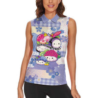 Personalized Japanese Kawaii Sushi Women Sleeveless Polo Shirt Blue Wagara Palaka This Is How I Roll