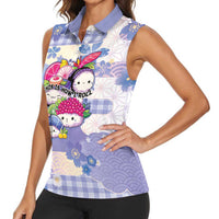 Personalized Japanese Kawaii Sushi Women Sleeveless Polo Shirt Blue Wagara Palaka This Is How I Roll