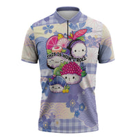 Personalized Japanese Kawaii Sushi Zipper Polo Shirt Blue Wagara Palaka This Is How I Roll