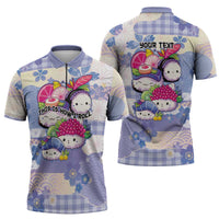 Personalized Japanese Kawaii Sushi Zipper Polo Shirt Blue Wagara Palaka This Is How I Roll