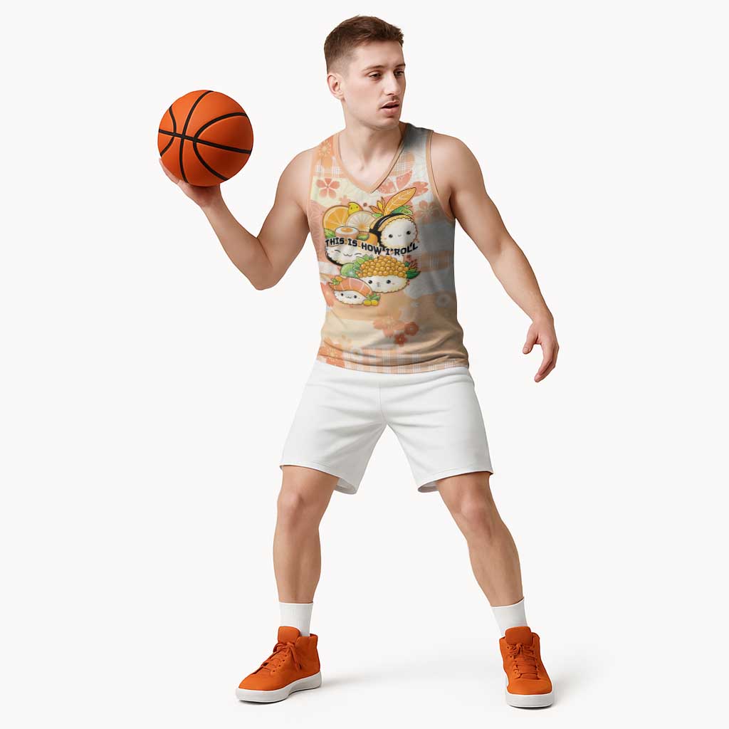 Personalized Japanese Kawaii Sushi Basketball Jersey Peach Wagara Palaka This Is How I Roll