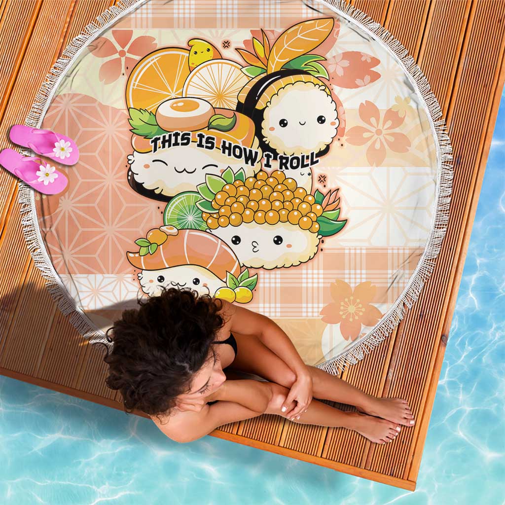 Japanese Kawaii Sushi Beach Blanket Peach Wagara Palaka This Is How I Roll