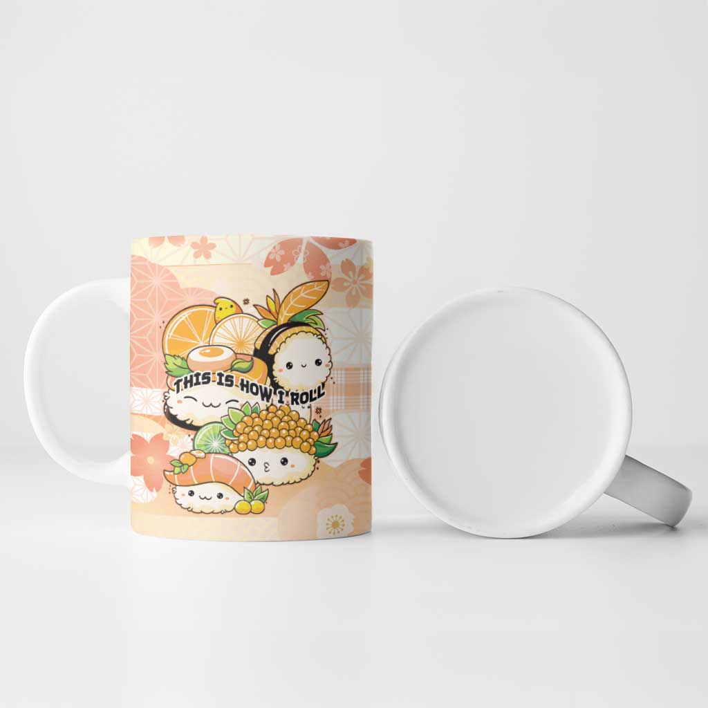 Personalized Japanese Kawaii Sushi Ceramic Mug Peach Wagara Palaka This Is How I Roll LT9 - Polynesian Pride