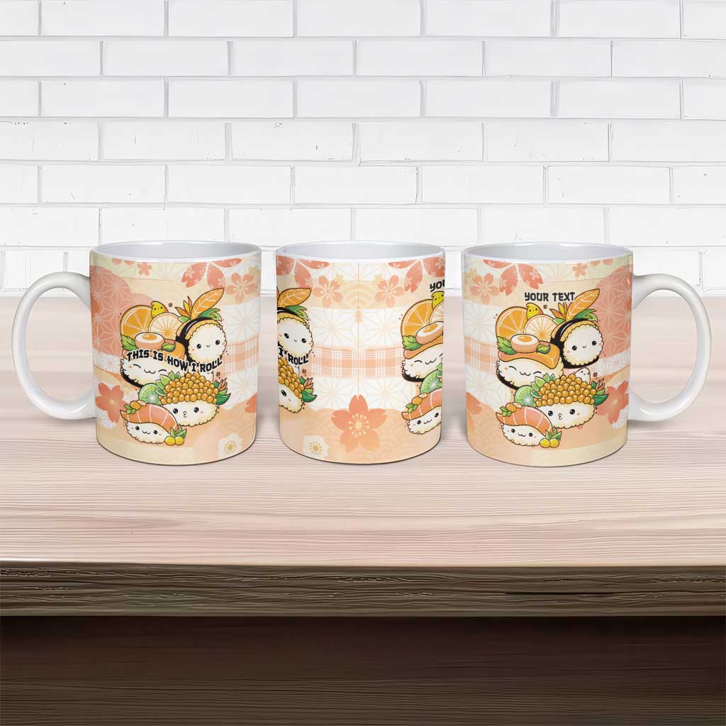 Personalized Japanese Kawaii Sushi Ceramic Mug Peach Wagara Palaka This Is How I Roll LT9 - Polynesian Pride