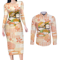 Personalized Japanese Kawaii Sushi Couples Matching Long Sleeve Bodycon Dress and Long Sleeve Button Shirt Peach Wagara Palaka This Is How I Roll