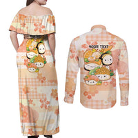 Personalized Japanese Kawaii Sushi Couples Matching Off Shoulder Maxi Dress and Long Sleeve Button Shirt Peach Wagara Palaka This Is How I Roll