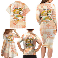 Personalized Japanese Kawaii Sushi Family Matching Long Sleeve Bodycon Dress and Hawaiian Shirt Peach Wagara Palaka This Is How I Roll