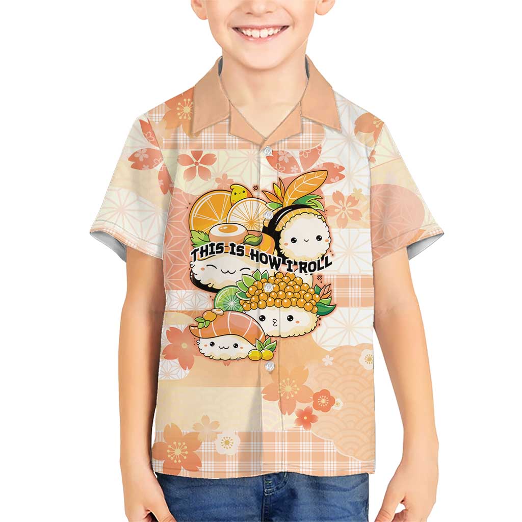 Personalized Japanese Kawaii Sushi Family Matching Long Sleeve Bodycon Dress and Hawaiian Shirt Peach Wagara Palaka This Is How I Roll