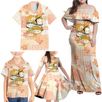 Personalized Japanese Kawaii Sushi Family Matching Off Shoulder Maxi Dress and Hawaiian Shirt Peach Wagara Palaka This Is How I Roll