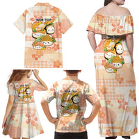 Personalized Japanese Kawaii Sushi Family Matching Off Shoulder Maxi Dress and Hawaiian Shirt Peach Wagara Palaka This Is How I Roll
