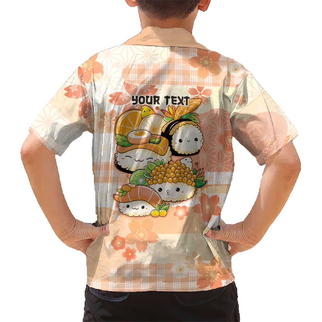 Personalized Japanese Kawaii Sushi Family Matching Short Sleeve Bodycon Dress and Hawaiian Shirt Peach Wagara Palaka This Is How I Roll