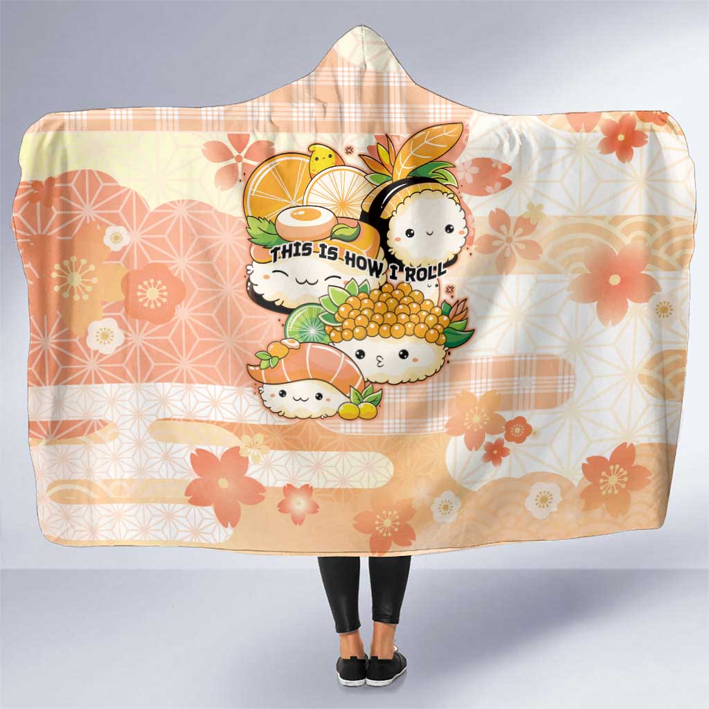 Japanese Kawaii Sushi Hooded Blanket Peach Wagara Palaka This Is How I Roll