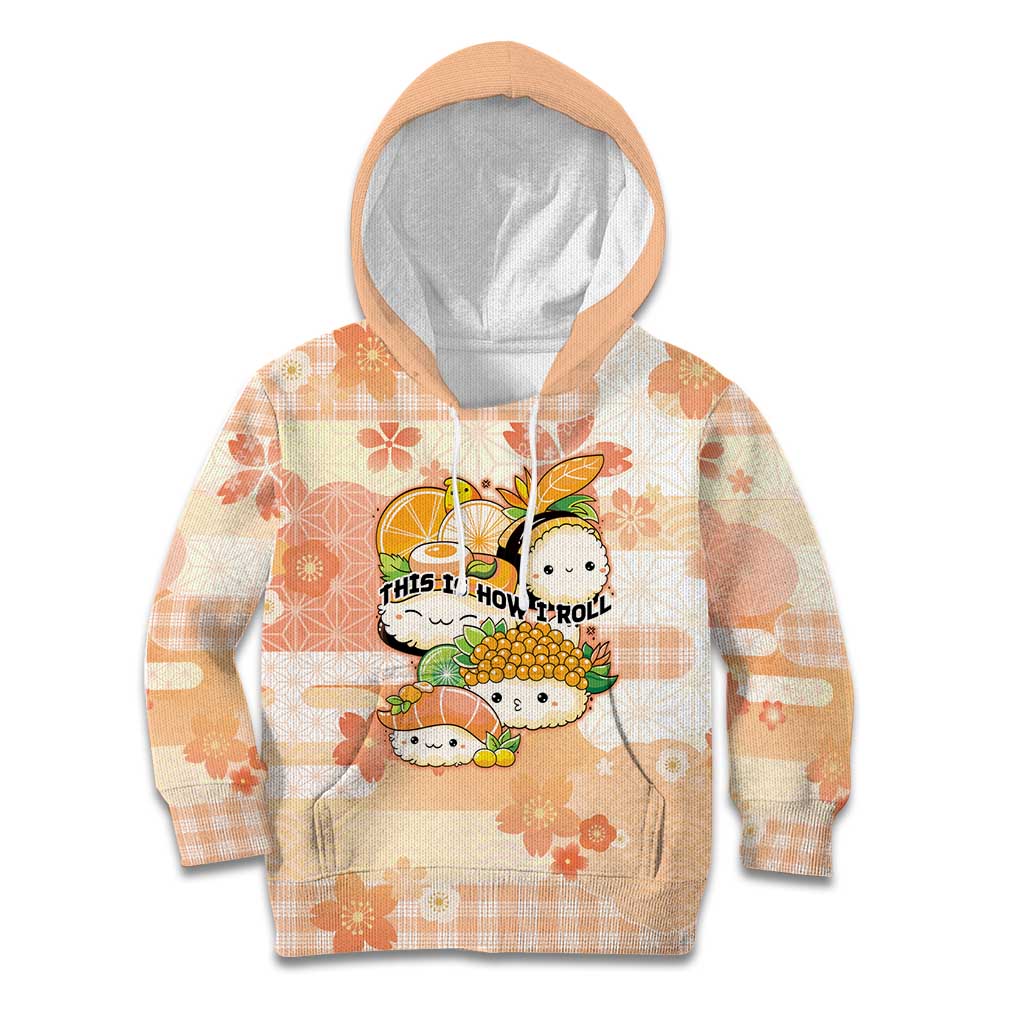 Personalized Japanese Kawaii Sushi Kid Hoodie Peach Wagara Palaka This Is How I Roll
