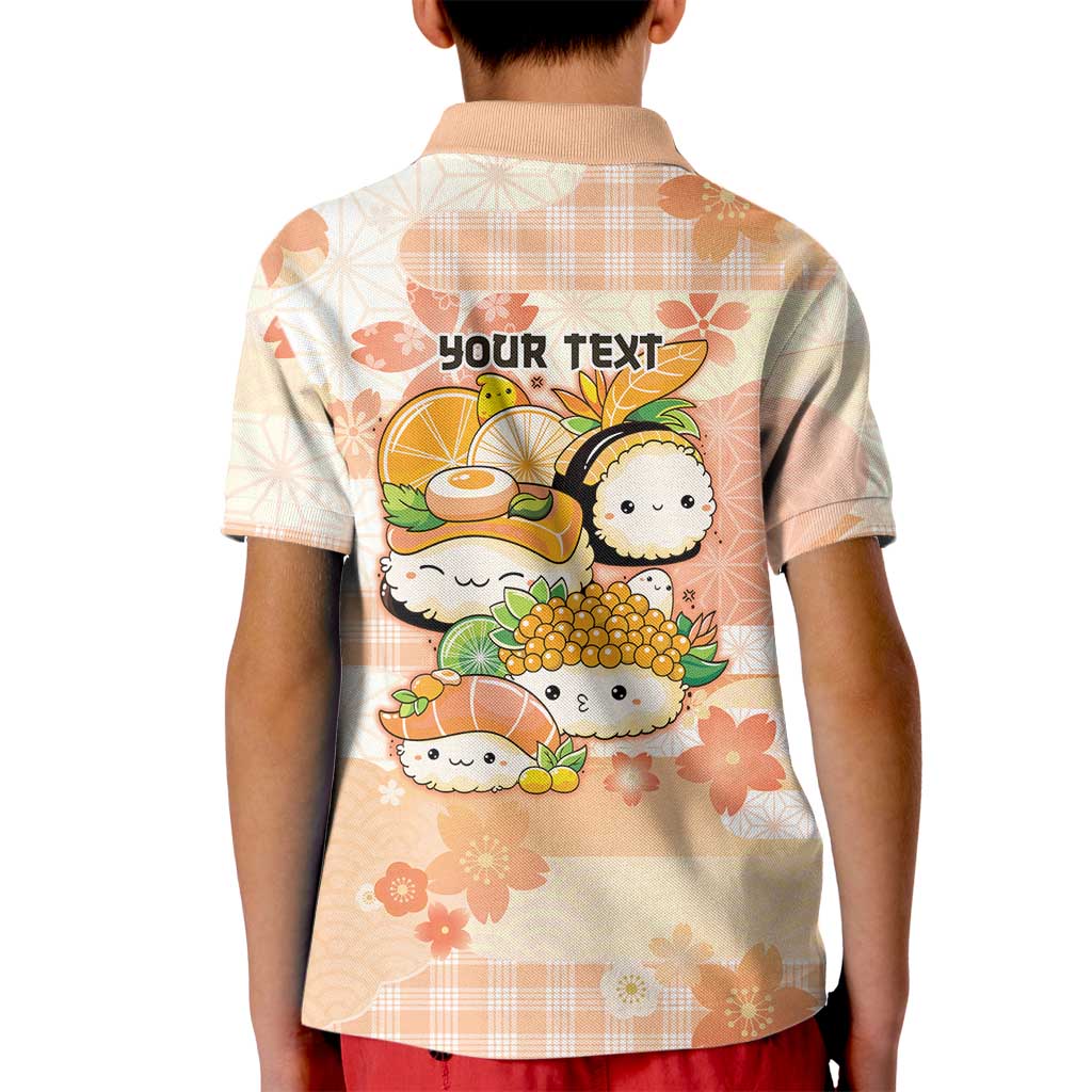Personalized Japanese Kawaii Sushi Kid Polo Shirt Peach Wagara Palaka This Is How I Roll