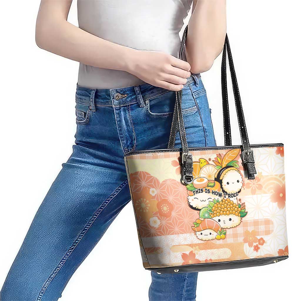 Japanese Kawaii Sushi Leather Tote Bag Peach Wagara Palaka This Is How I Roll