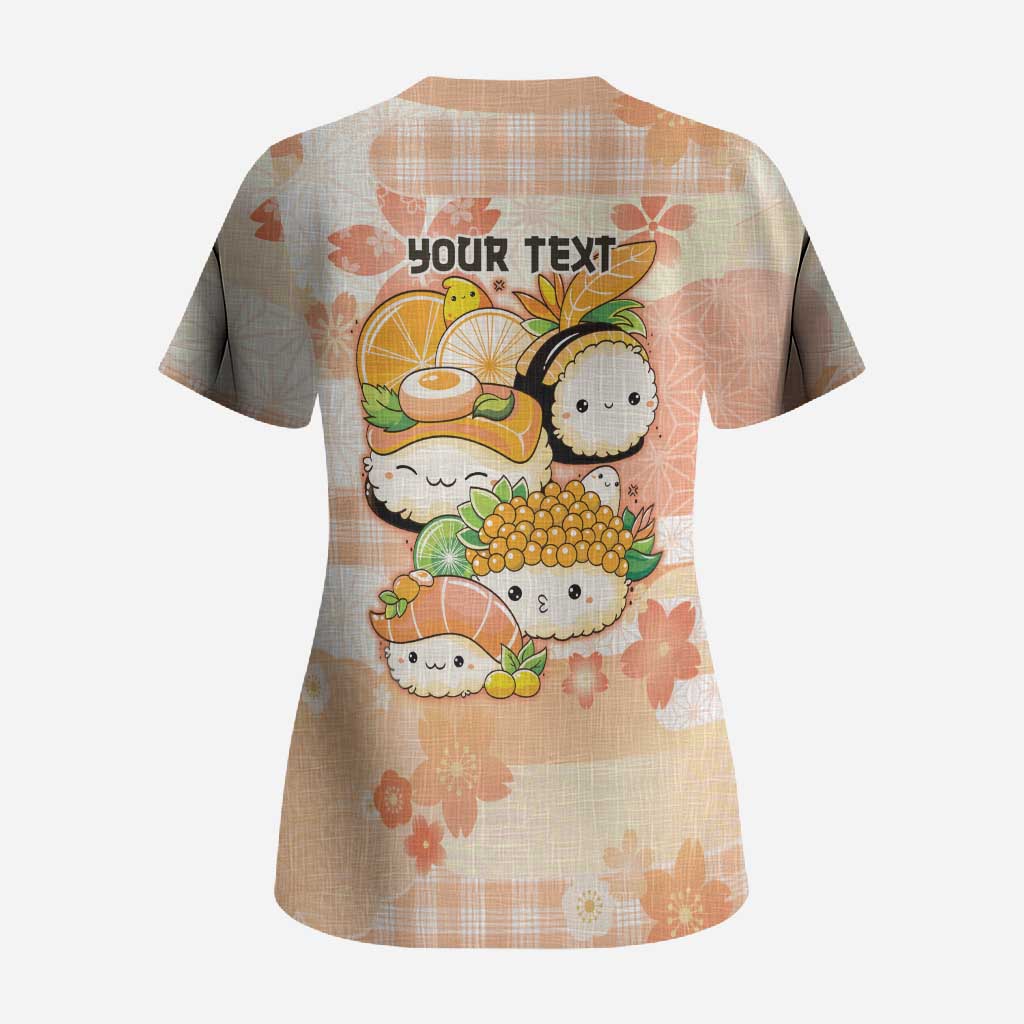 Personalized Japanese Kawaii Sushi Scrub Top Peach Wagara Palaka This Is How I Roll