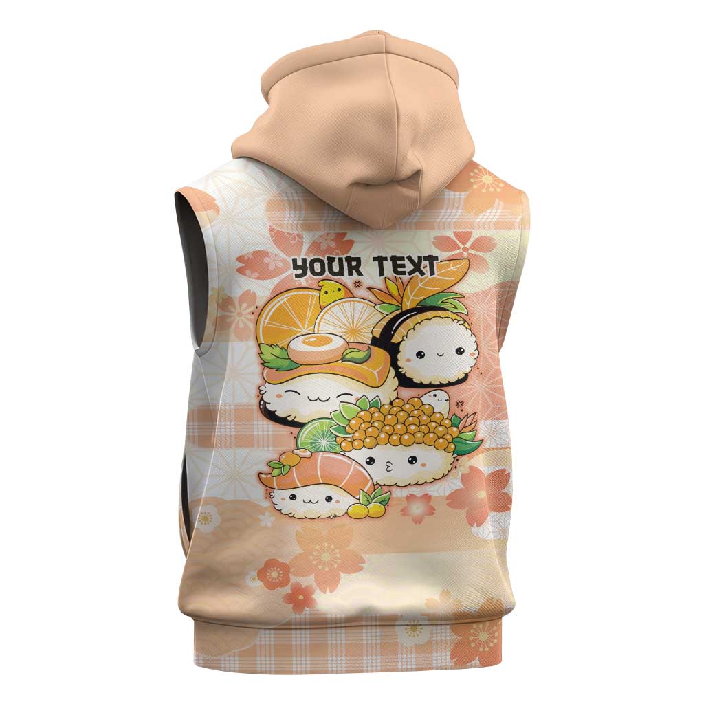 Personalized Japanese Kawaii Sushi Sleeveless Zip Hoodie Peach Wagara Palaka This Is How I Roll