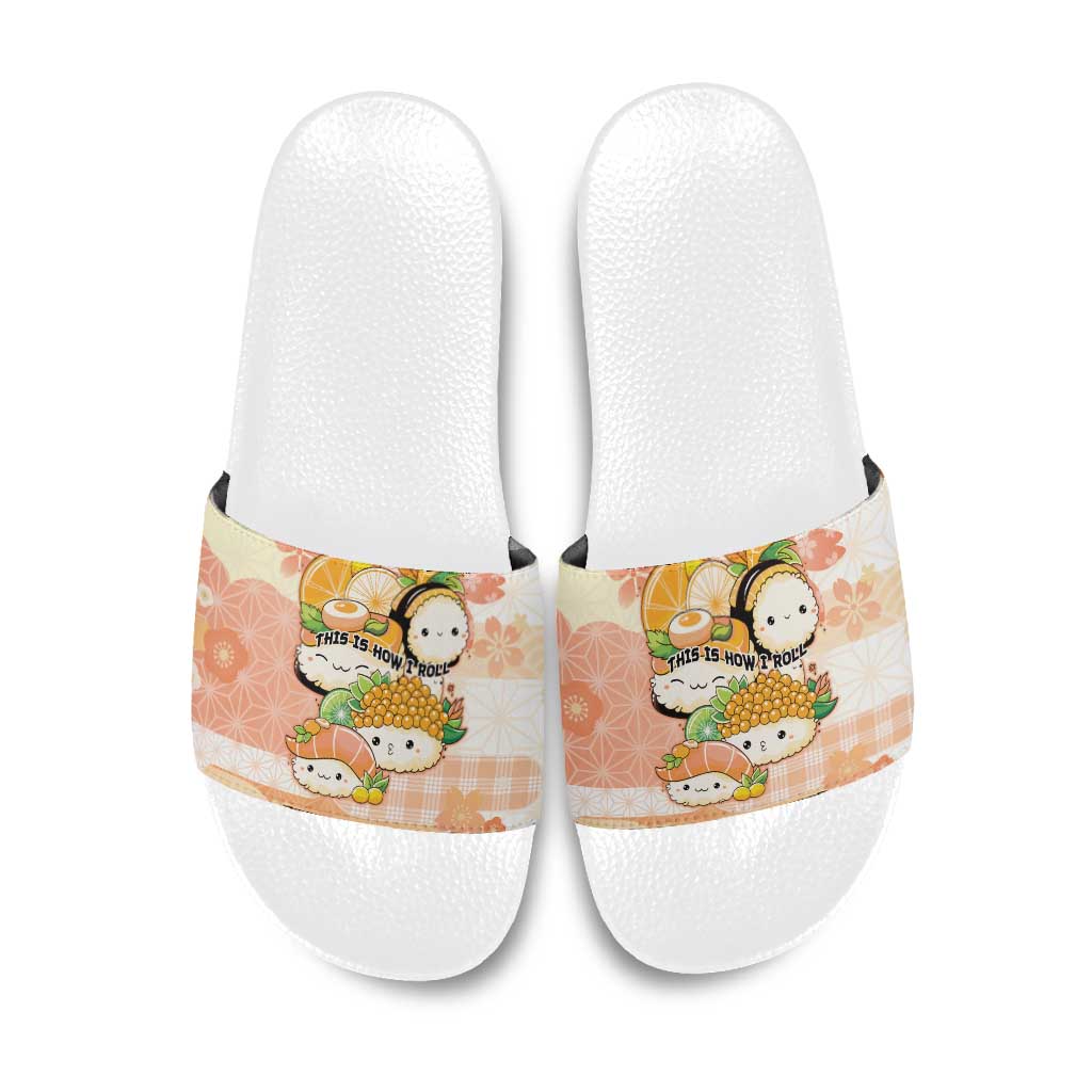 Japanese Kawaii Sushi Slide Sandals Peach Wagara Palaka This Is How I Roll LT9 Peach - Polynesian Pride