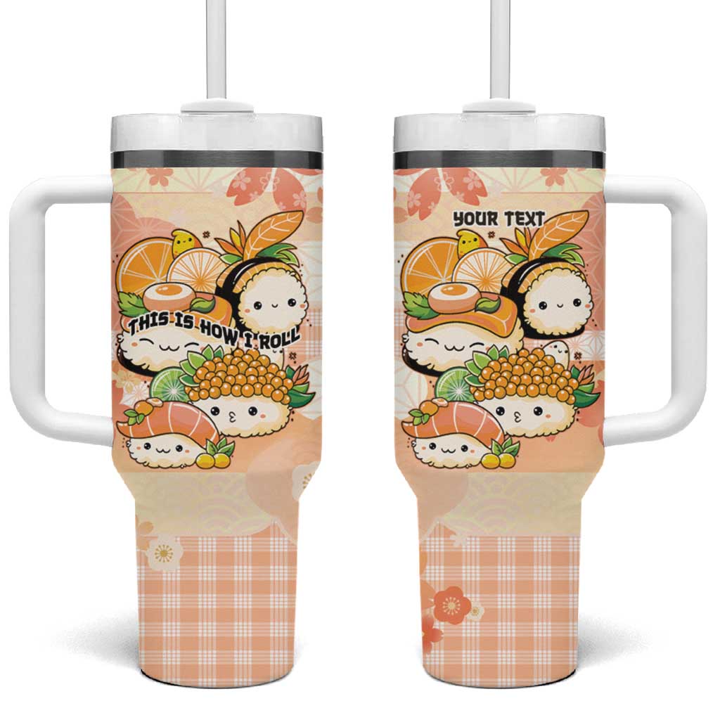 Personalized Japanese Kawaii Sushi Tumbler With Handle Peach Wagara Palaka This Is How I Roll