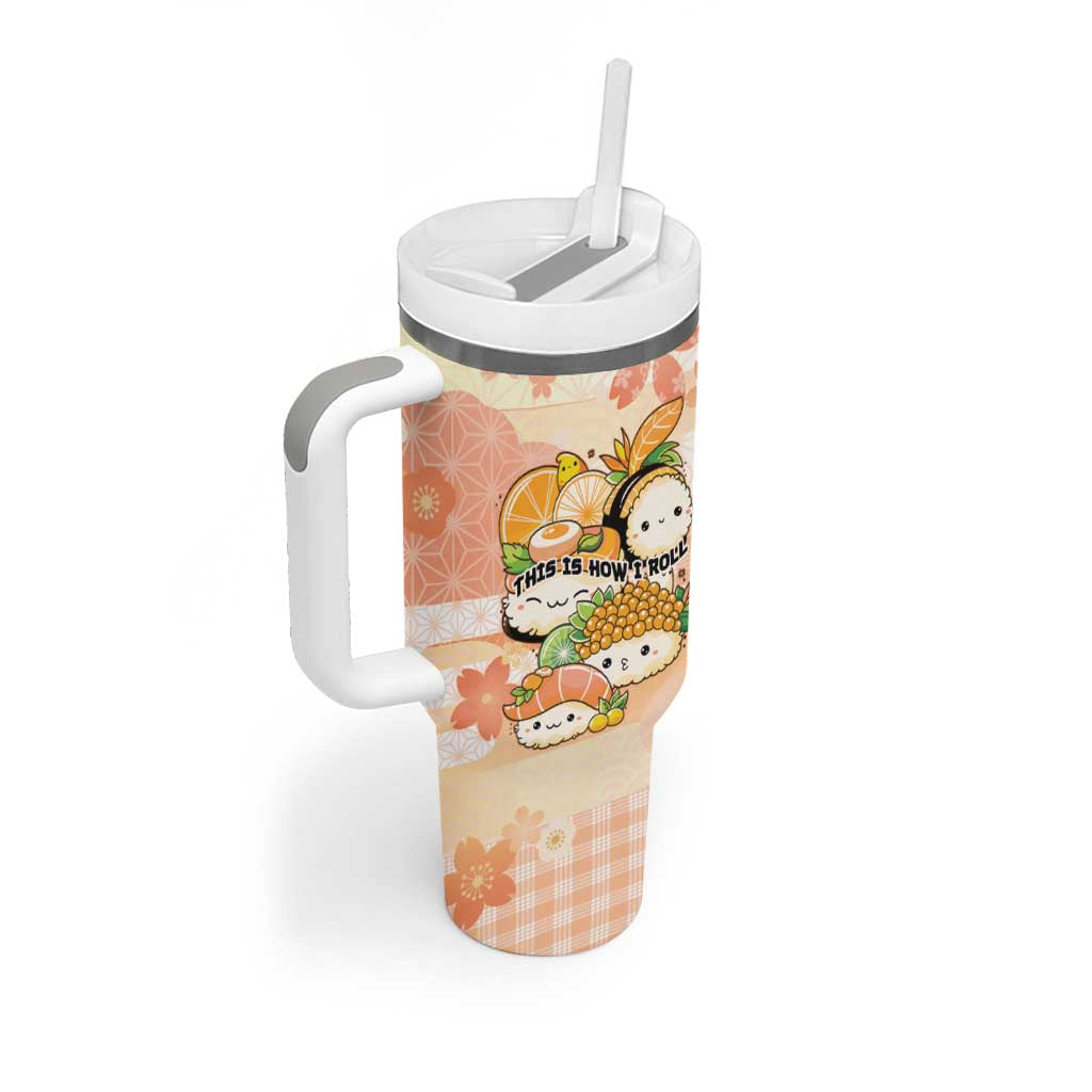 Personalized Japanese Kawaii Sushi Tumbler With Handle Peach Wagara Palaka This Is How I Roll